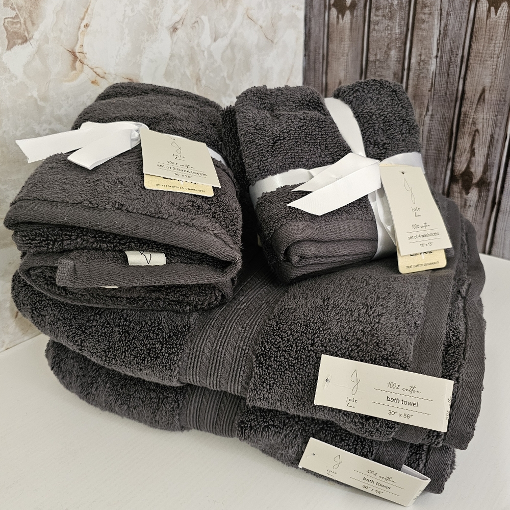 Joie Home Zero Twist Cotton Bath Towel Set Charcoal